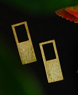 Gold plated Rectangular frame earrings
