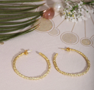 Gold Plated Textured Big Hoops
